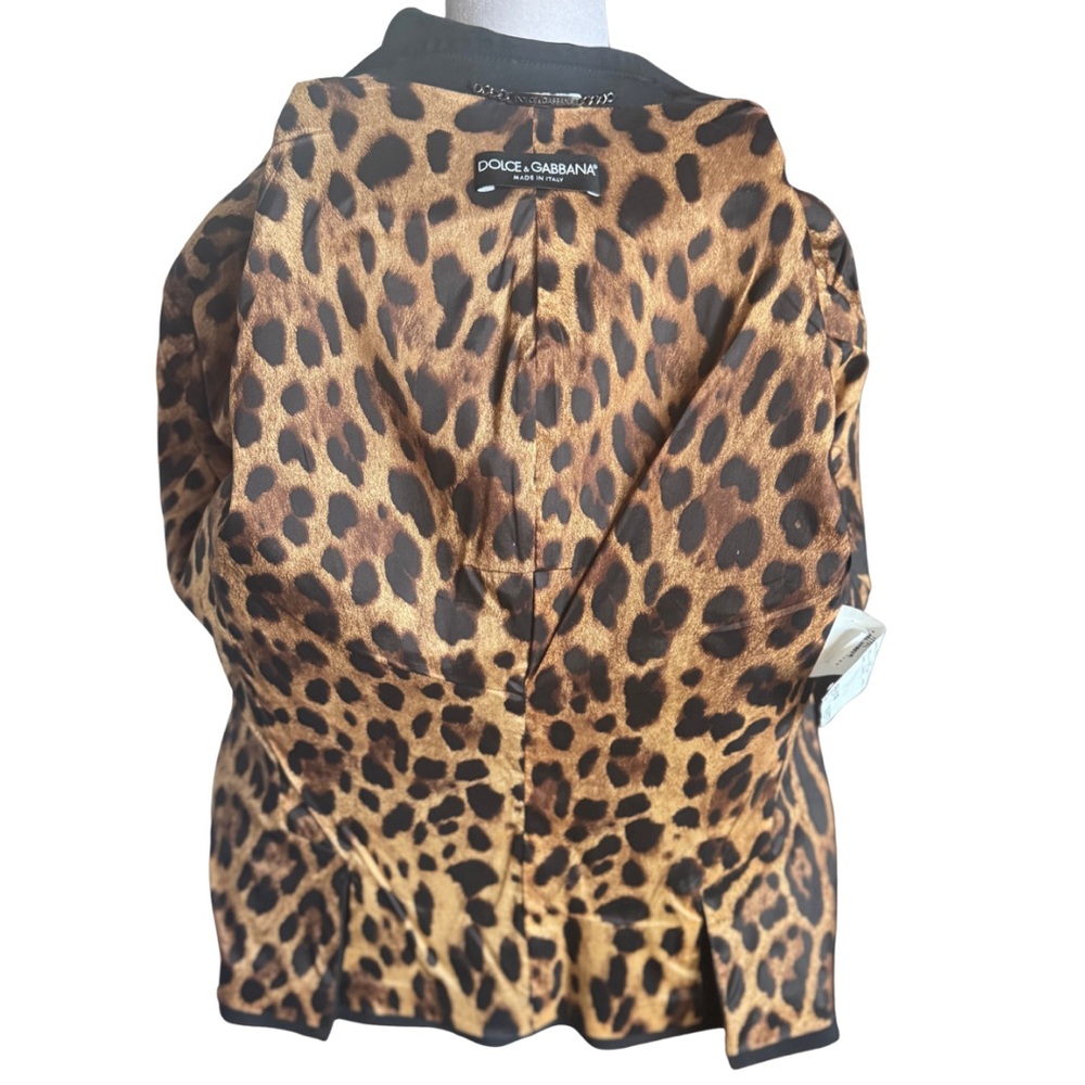 Dolce & Gabbana Suit F1275T Black Stretch Leopard Lined Pant Blazer IT44 8 10 M - Picture 13 of 17